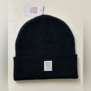 Unisex Adult Topo Designs Black Wool Blend One Size Beanie Cap Hat